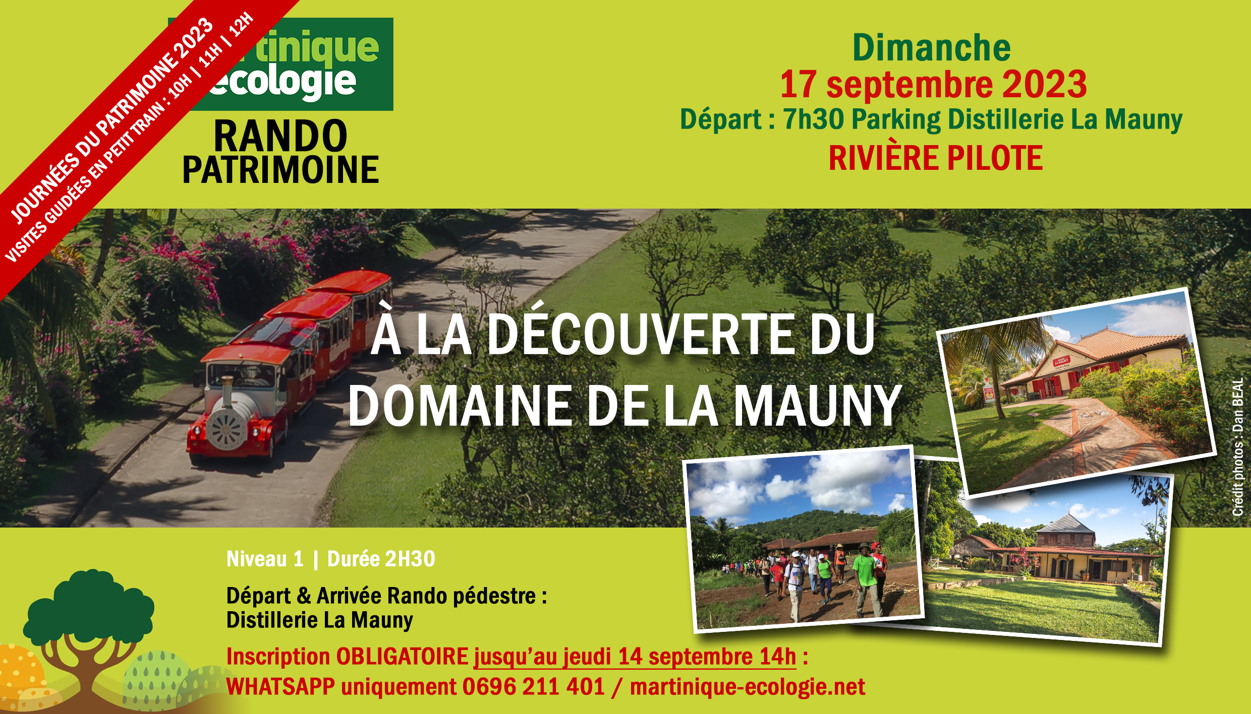 RANDO PATRIMOINE A RIVIERE PILOTE DIMANCHE 17 SEPTEMBRE 2023 À LA DÉCOUVERTE DU DOMAINE DE LA